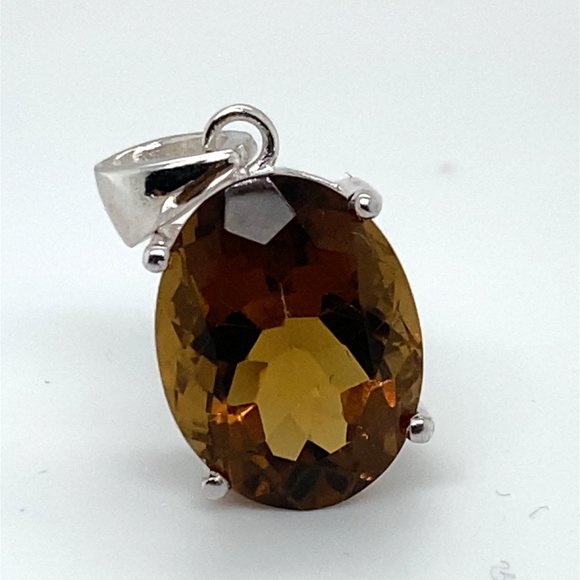 Smoky Quartz 8.74ct Platinum Finish Solid 925 Sterling Silver Pendant - Picture 4 of 7